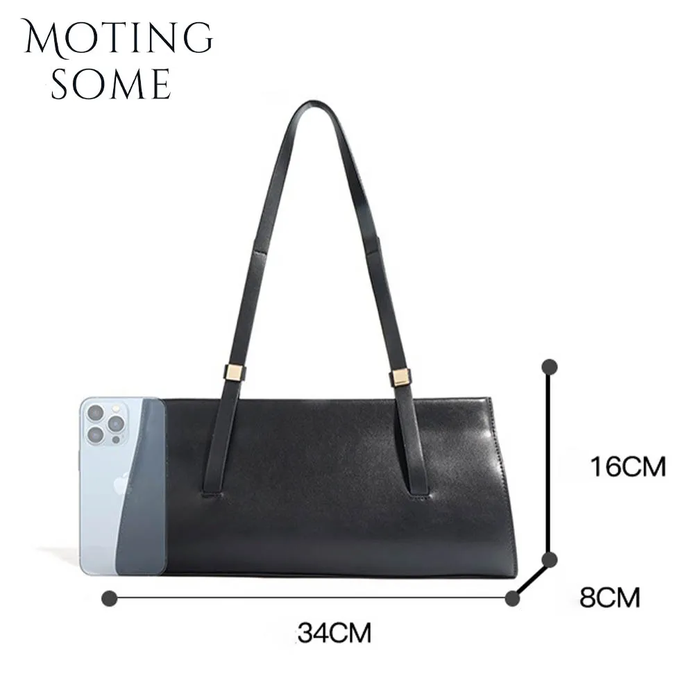 Motingsome Chic French Style Women Saddle Bags Underarm Shoulder Leather Purses Fashion Lady Daily Bag Luxury Designer Tote 2024