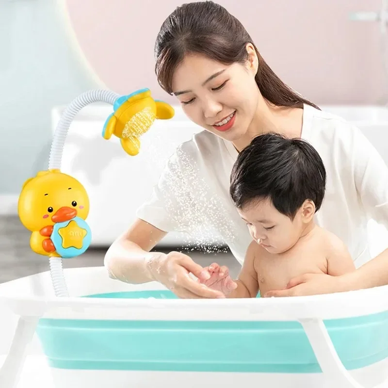 New Bathing Toy Baby Water Game Duck Model Faucet Shower Electric Sprinkler Swimming Bathroom Baby Toy