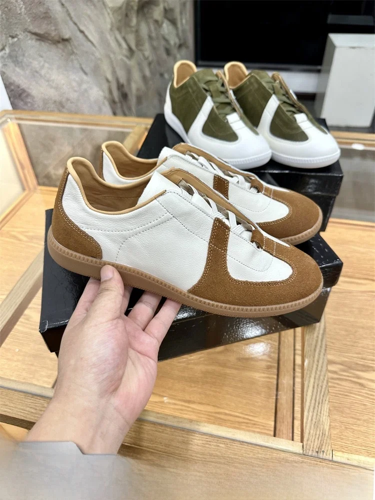 

Limited Edition Mermaid Spotted Color Block Top Layer Cowhide Genuine Leather Deoxynucleotide Shoes Spring Casual Sneakers