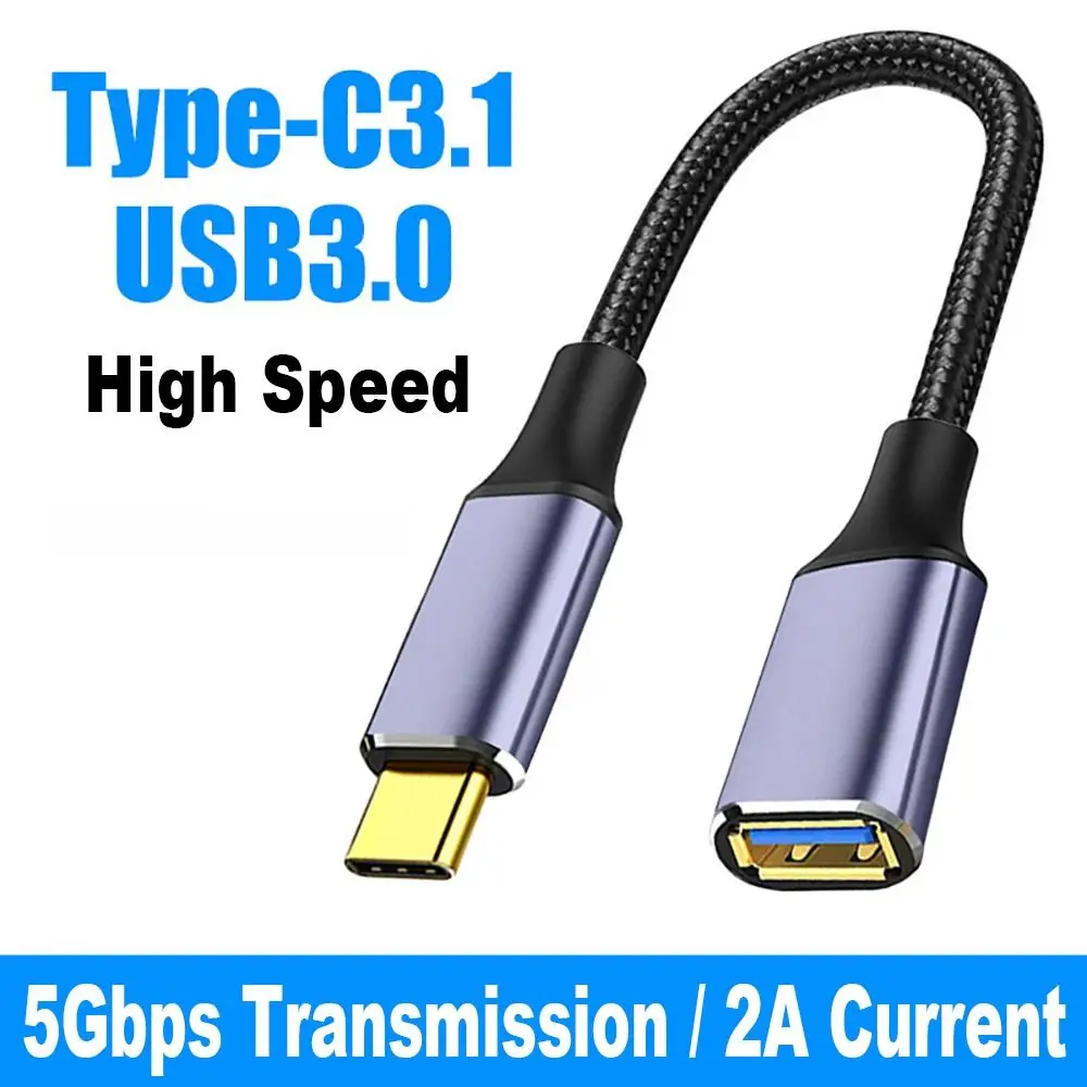 OTG Adapter Line Data Cord Type-C to USB 3.0 A Cable Male to Female Extension Wire High Speed for Laptop Keyboard Mouse U Disk