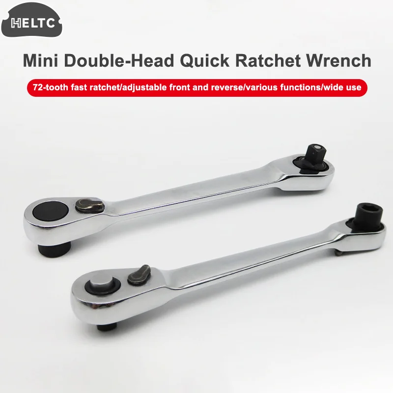 1PCS NEW Mini Double Headed Ratchet Wrench 1/4 Inch Drive Socket Screwdriver Bit Driver Quick Release Ratchet Wrench Hand Tools