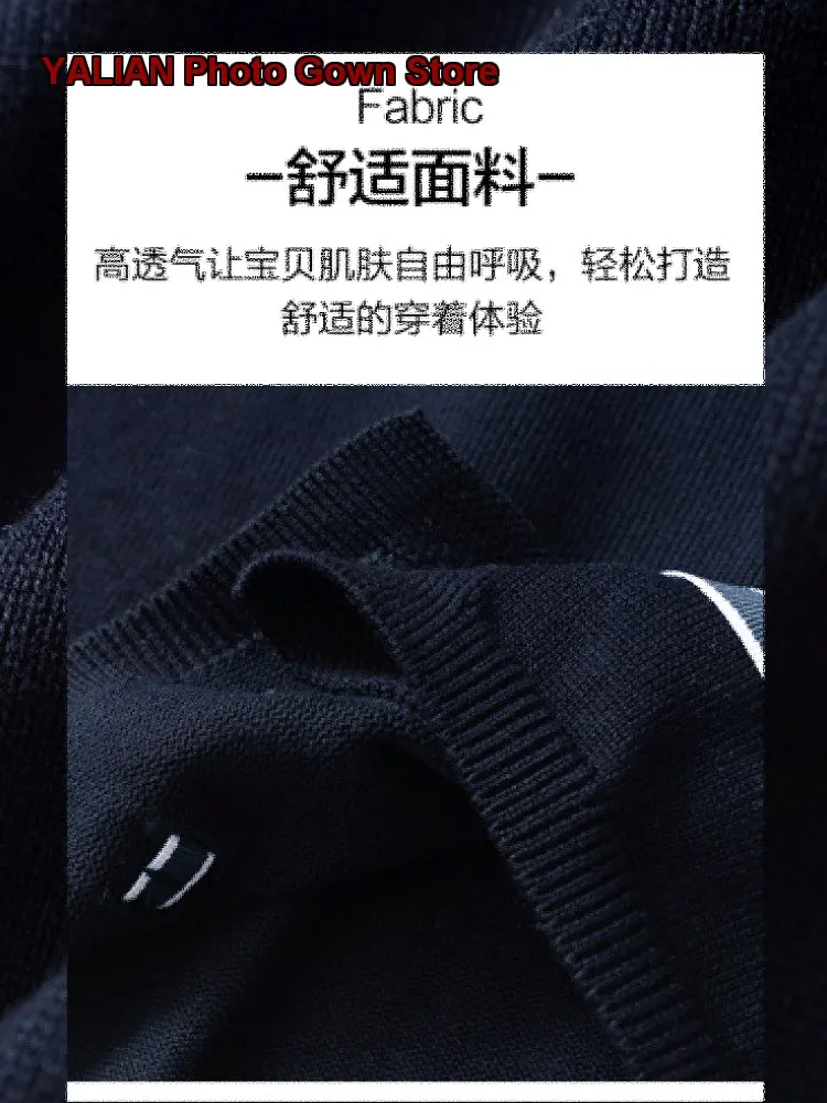 Girls Navy Blue Knit School Uniform for Elementary Students in Early Autumn Kids