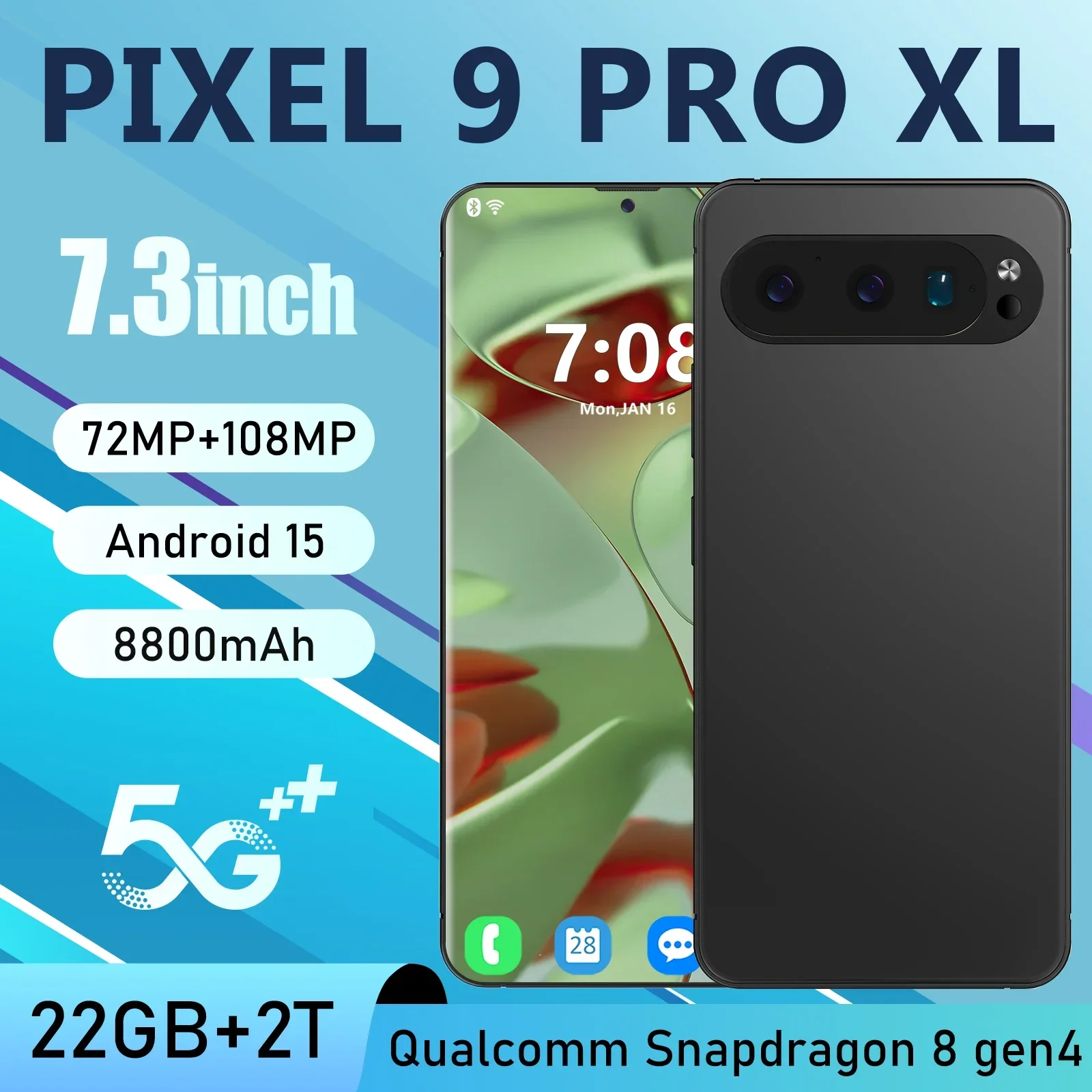 

Pixel 9 Pro XL Qualcomm Snapdragon8 gen4 Global Version Android Smartphone Android 15.0 System 5G 8800mAh Dual SIM unlock phone