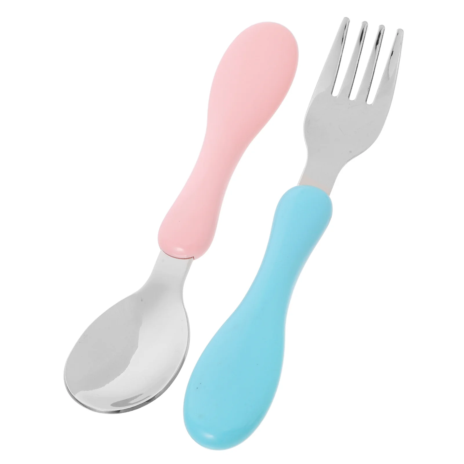 

Children's Cutlery Set Kids Silverware Baby Food Spoons Toddler Fork Stainless Steel Sporks Forks and Metal Utensils