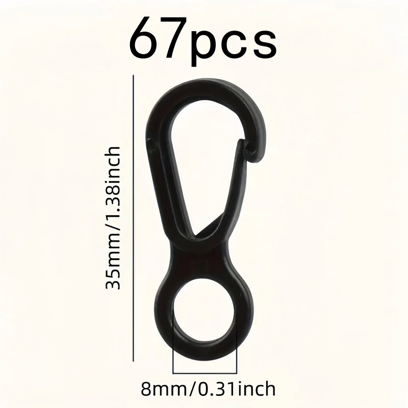 Pack of 67 Quick Release Snap Hooks, Easy to Clip, for Camping, Keychains, Backpacks and Home Storage