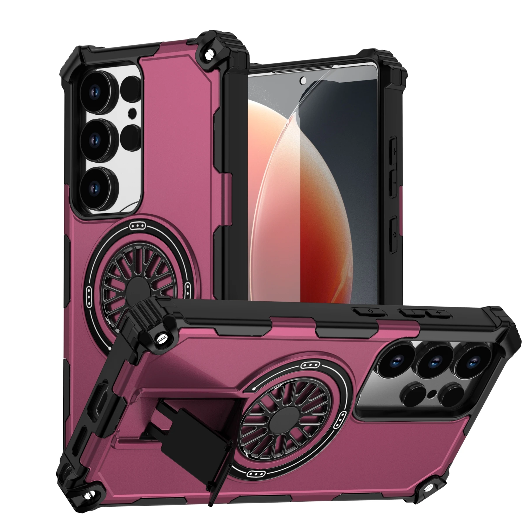 Weiche TPU + Harte PC Magnetische Telefon Fall Mit Ständer Für Magsafe Samsung Galaxy S25 Rand S24 FE S23 Ultra plus Anti Shock Zurück Abdeckung