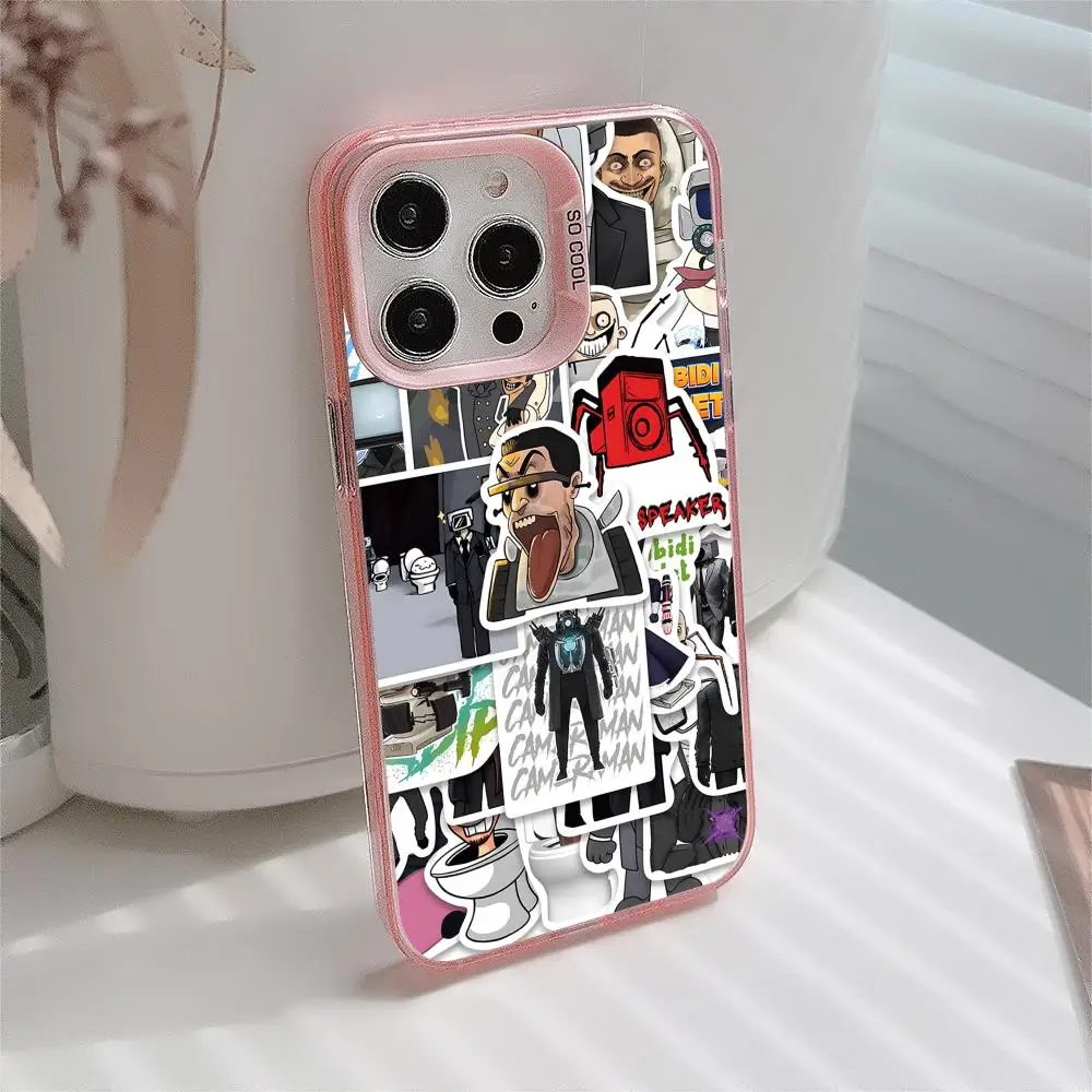 

Чехол Skibidi Toilet TV Camera Man для iPhone 17, 16, 15, 14, 13, 12, 11 X XR XS 8 7 Air Pro Max Plus, полупрозрачный розовый чехол