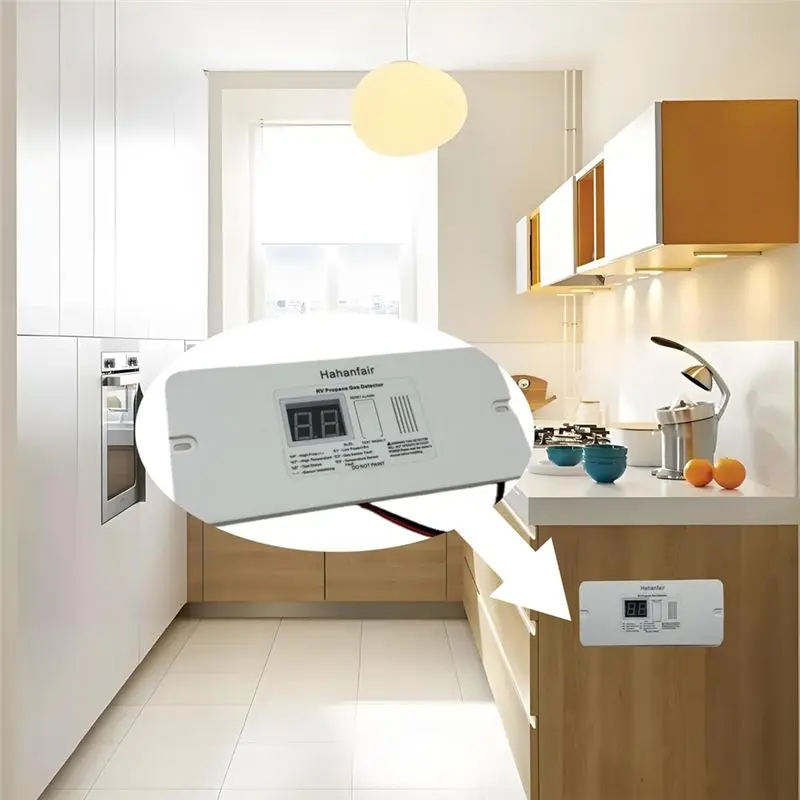 RV Digital Propane Gas Alarm System With Loud 85Db Alert, DC 12V For Trailers & Motorhomes, White-Y79A