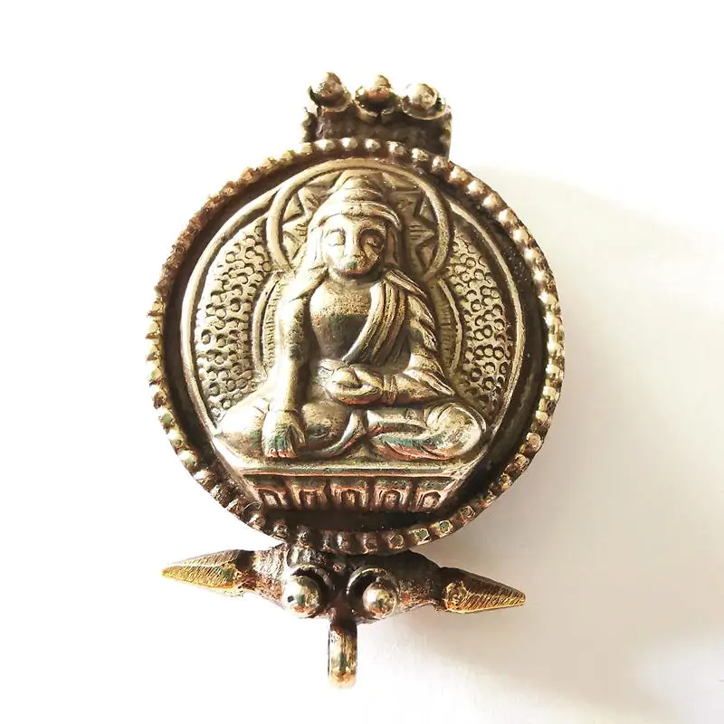 Tibetan Prayer Box Pendants Antiqued Copper Dari Buddha Amulet Prayer Box Tibet GAU Tathagata Buddha TGB027