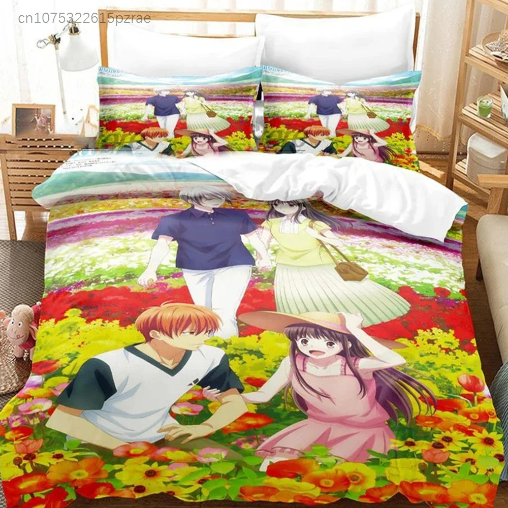 Anime Fruits Basket Bedding Set 3D Printed Suitable For Bedroom Duvet Cover Set With Pillowcases Kids Home Textile