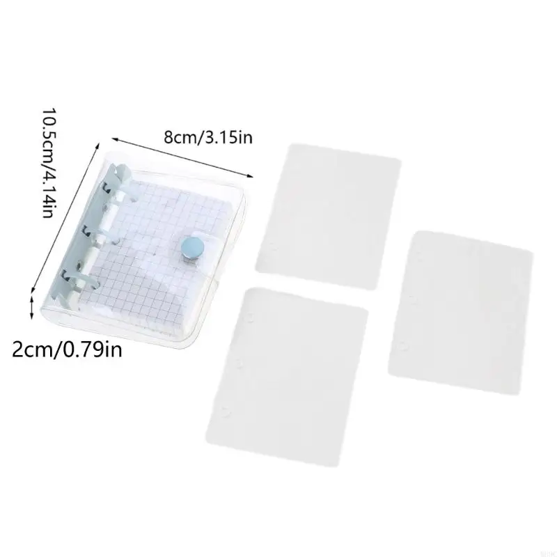W89C Clear 3 Rings Binder Notebook Pocket Noterpads Journal Lose Leaf Notebook Planer zum Planen von Scrapbooking
