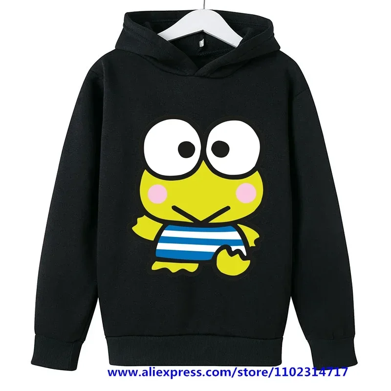 Sanrio Kids Kero Kero Keroppi Hoodie Baby Boys Clothes Girls Clothing Sweatshirts Spring Boys Long Sleeves Cartoon Hooded MINISO