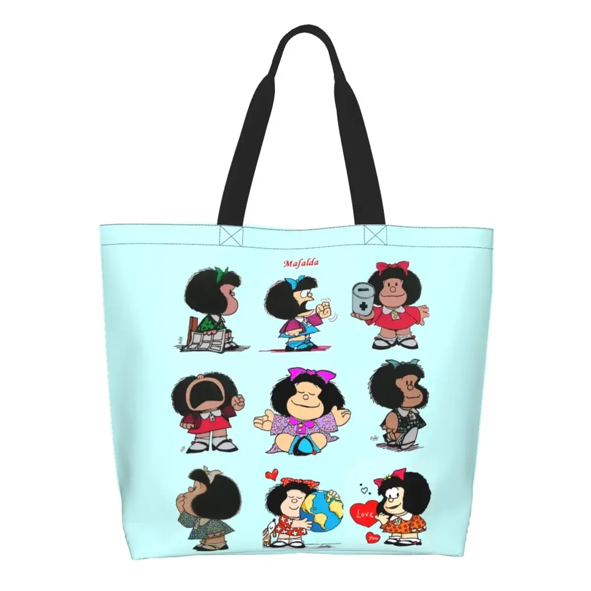 

Симпатичные сумки для покупок Mafalda Meme, холщовые сумки-тоут с кавайным принтом, большая вместимость, прочный
