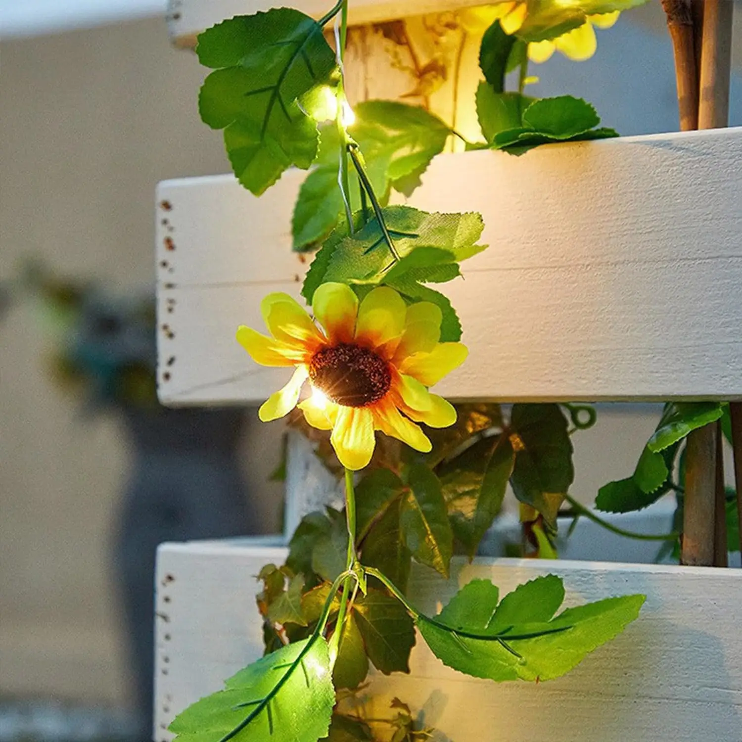 5/10M Sunflower String Light Outdoor Waterproof Artificial Flower Fairy String Lamp for Garden Patio Fence Yard Decoration