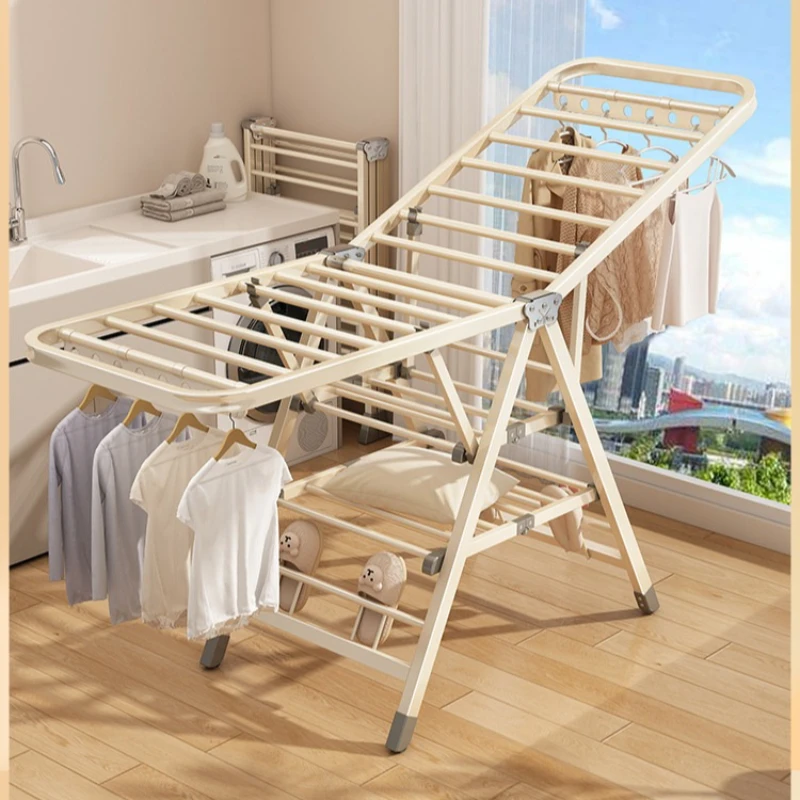 Foldable Floor Drying Rack Household Indoor Bedroom Balcony Stand Multi-purpose Large Space For Quilt Blanket Laundry Storage