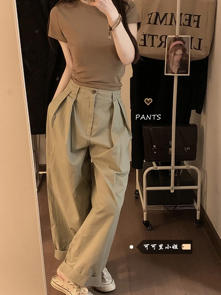 Versatile Workwear Wide Leg Suit Pants Women's Autumn 2024 New High Waisted Slim Design Casual Pants