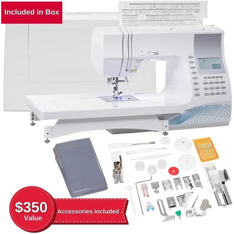 Computerized Sewing & Quilting Machine with Extension Table & Accessory Kit | 600 Built-in Stitches & Lettering,Full Metal Frame