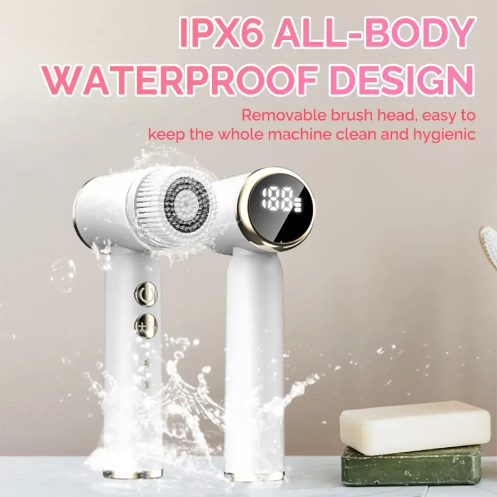 6 in 1 電動洗顔ブラシ 360 回転温冷湿布超音波フェイススクラバー穏やかな角質除去 LED ディスプレイ