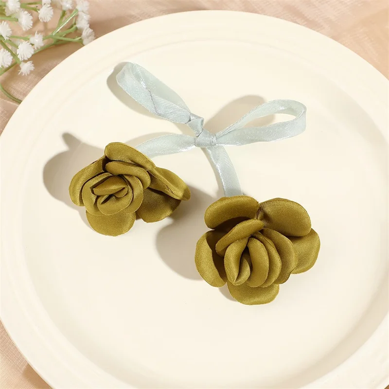 Summer style 30pcs/lot color print cartoon rose flowers decoration bow floral diy jewelry garment hair accessory