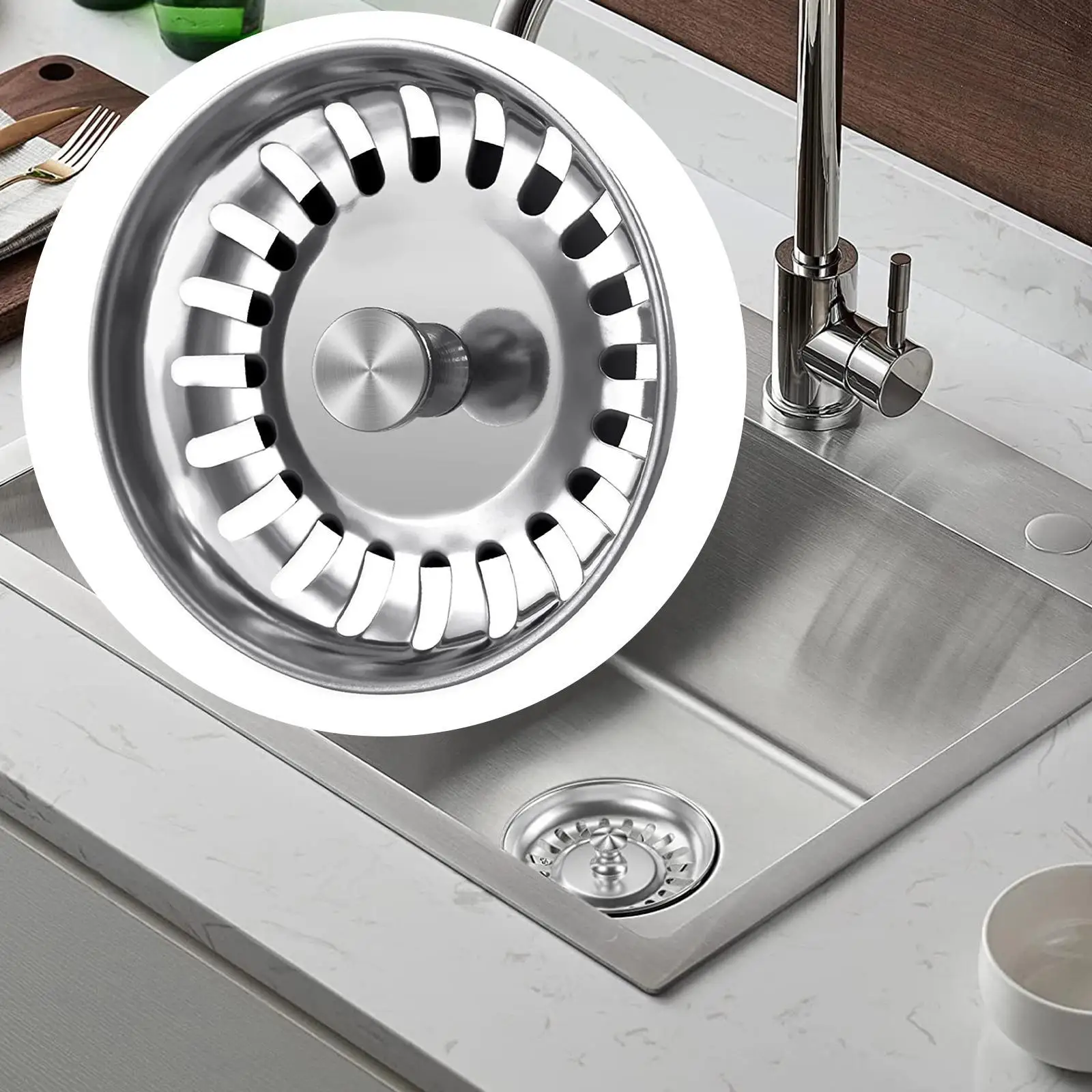 Universal Stainless Steel Sink Strainer Basket Kitchen Filter Plug Anti Block Drainage System for Home and Commercial Use