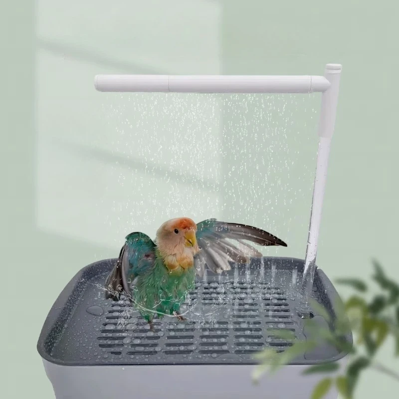 オウム用浴槽 再利用可能 鳥用バスタブ 電動鳥用大型家庭用洗浄バードバス 自動ペットバードシャワー USB付き