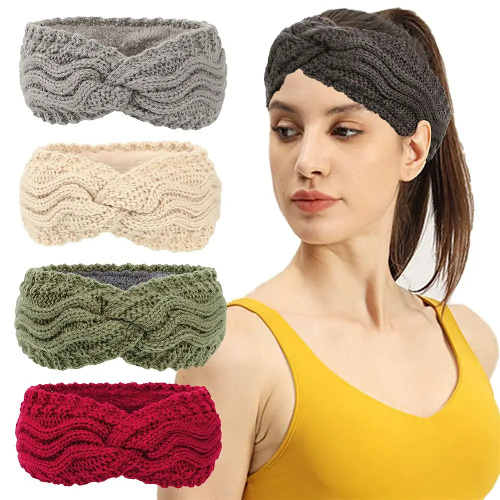 

Soft Fashion Crochet Stretch Knotted Hair Bands Headbands for Women Ear Warmer Knitted