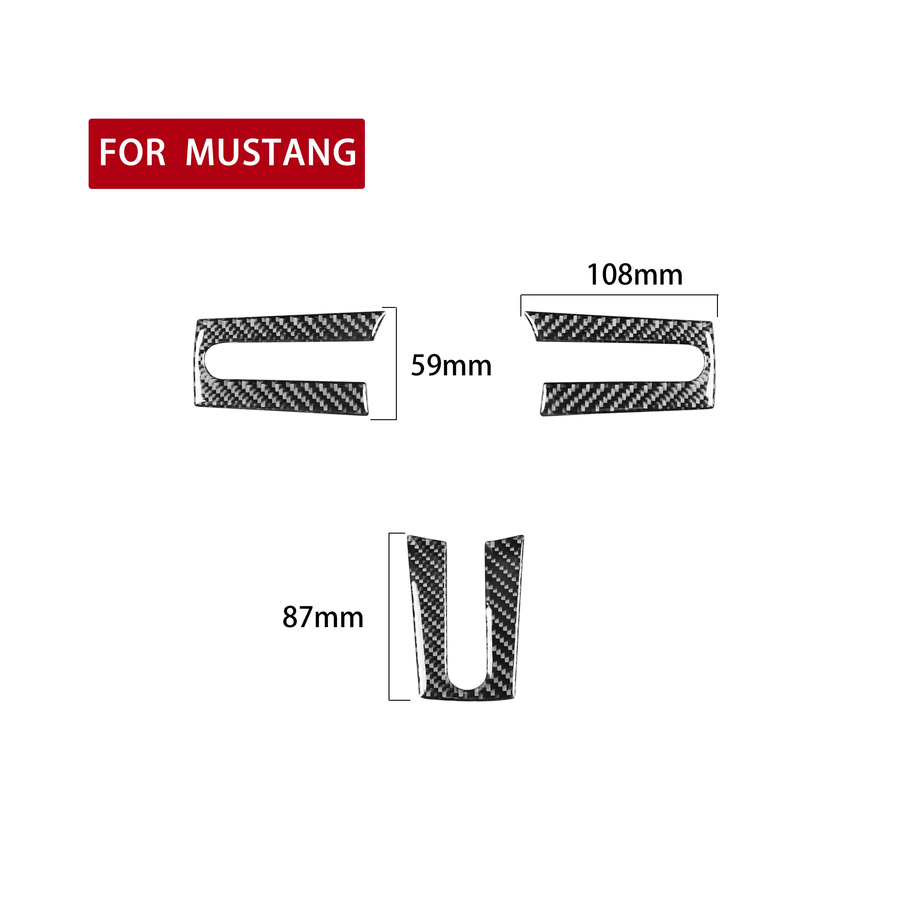 3pcs/Set Black Carbon Fiber Car Interior Steering Wheel Cover Trim Frame Fit for Ford Mustang 2009 2008 2007 2006 2005