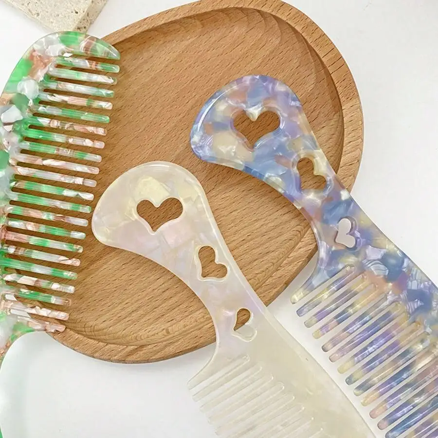 

Hollow Heart Acetate Hair Comb For Women Portable Styling Travel Makeup Grooming