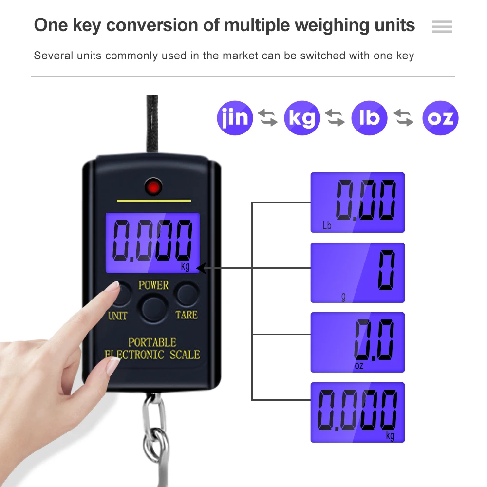 Mini báscula Digital colgante para equipaje de pesca, balanza de peso de bolsillo, gancho electrónico Steelyard, herramienta de peso de cocina, 40kg/10g