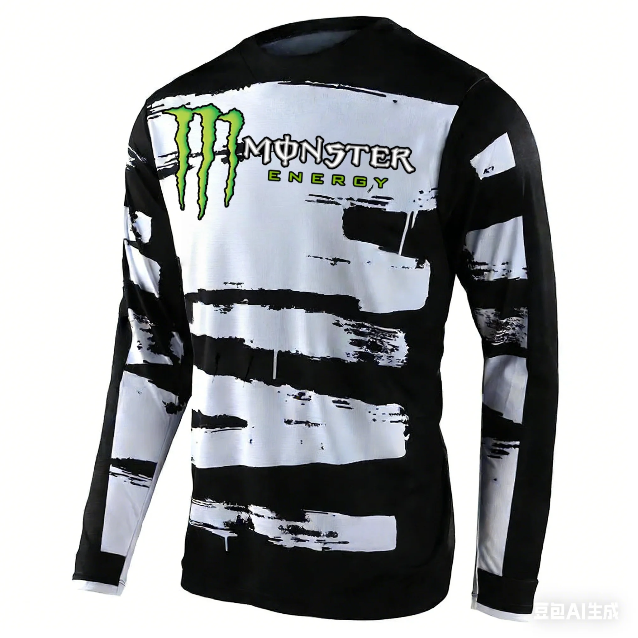 

Футболка с длинным рукавом Monster Brushstroke Graffiti, флуоресцентный 3D-принт, уличный повседневный спортивный топ с цветными блоками