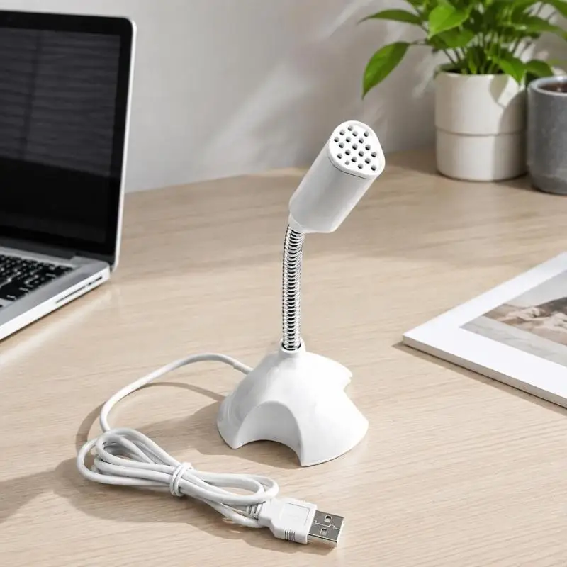 Wire USB-A Desktop Condenser Microphones, Attached Cable and Flexible Positioning for Gaming Voice Chats H8WD