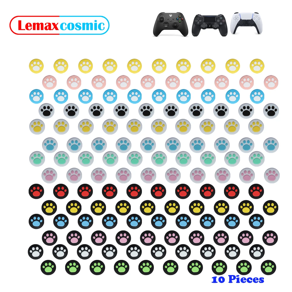 10 Pcs Thumbstick Grip Cap Cover Case Cat Claw Thumb Grips Rubber Caps Silicone Joystick Cap For Switch Pro XBOX 360 ONE PS5 PS4