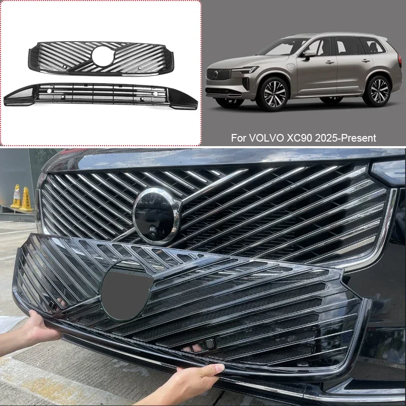 Car Replace Front Upper Lower Grille  Buckle Insect Proof Net Auto Bumper Center Intake Grille Cover For VOLVO XC90 2025-Present