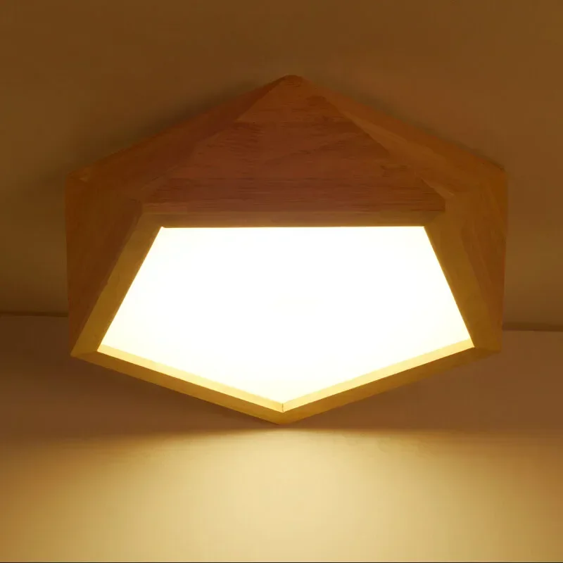 Modern LED Wood Ceiling Lights In geometric Shape lamparas de techo For Bedroom Balcony Corridor Kitchen Lighting Fixtures