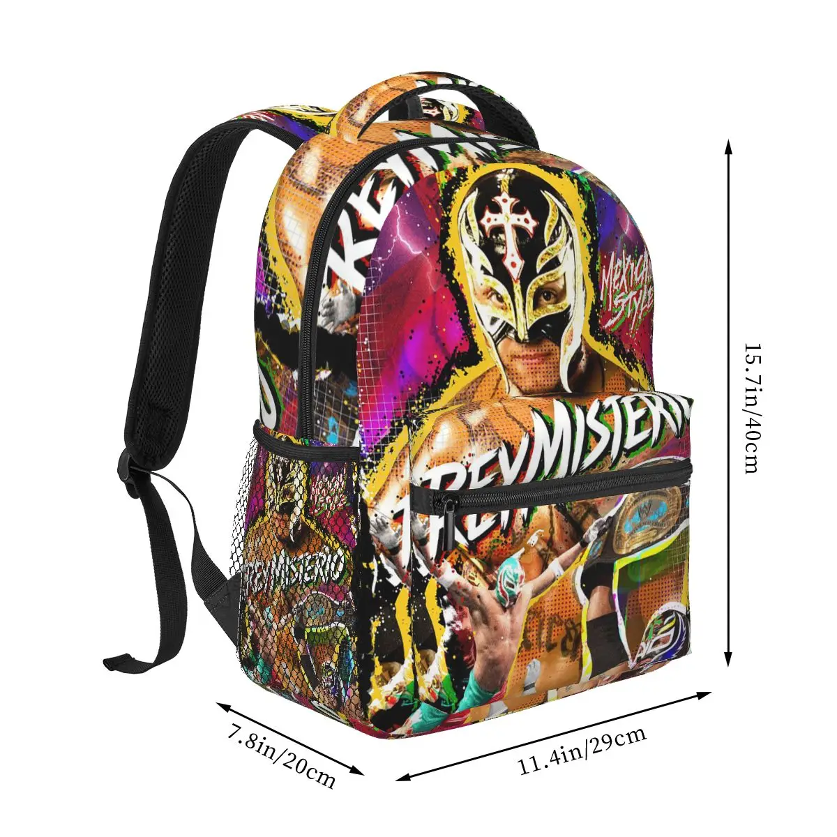 Wrestler Rey Mysterio Student Backpack School Bag Hiking Travel Daypack for Men Women Fashion Bookbag Shoulder Bags