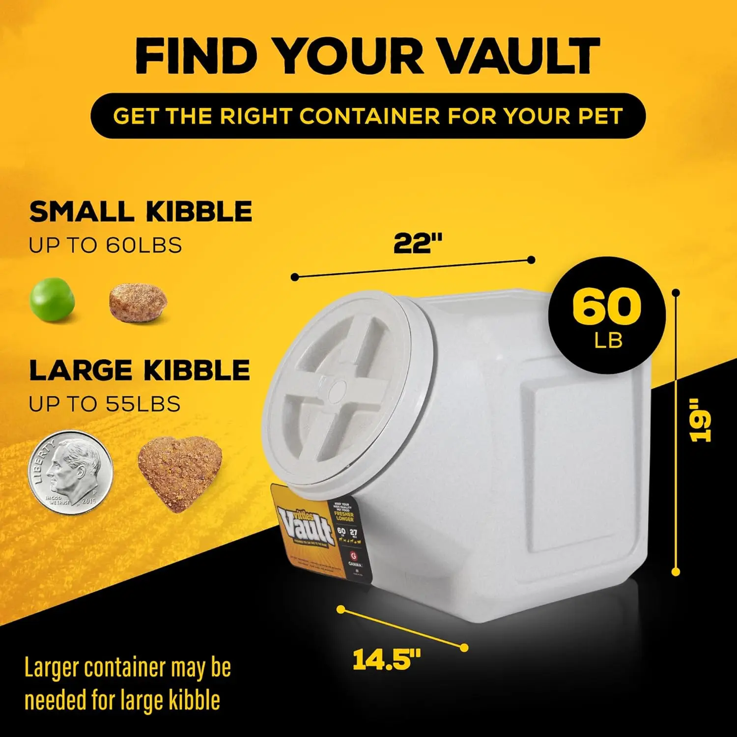 Vittles Vault Stackable Dog Food Storage Container with Sealing Lid, Up to 60 lbs Dry Pet Food Storage Container, USA-Made