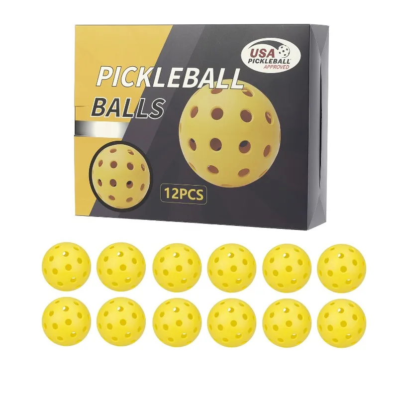 

ZOCO Pickleball 74MM Durable 40 Holes Outdoor 12Pcs Pickleballs 26g Outdoor for Competition Pickleball Color Box Packaging