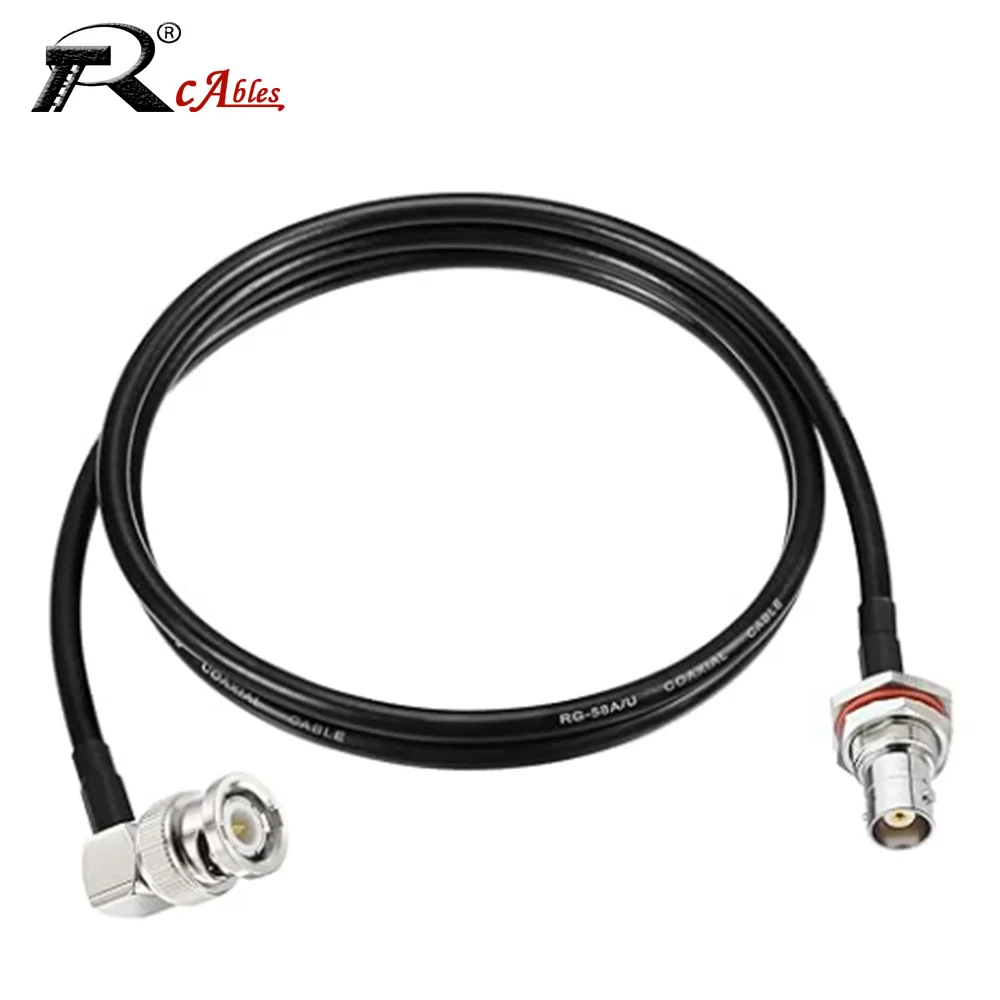Waterproof BNC Bulkhead Female to BNC Male Right Angle RF Coaxial RG58 Cable  for Wireless Microphone Receivers Radio Scanners