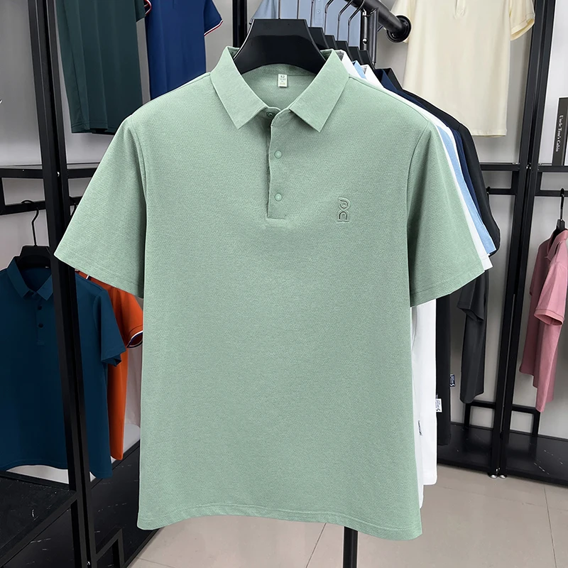 New Men's Short Sleeved Printed Polo Shirt Summer Luxury Brand Fashion Business Cool Anti Wrinkle Lapel T-shirt Top Men's Wear