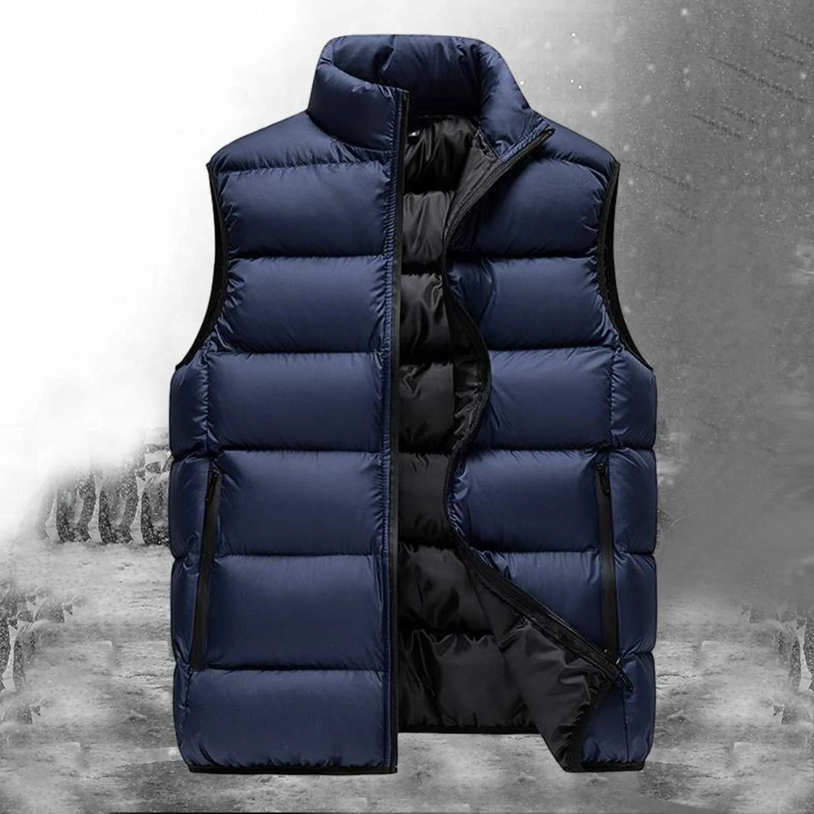 

Men's Down Vest Winter Warm White Duck Down Puffy Padded Waistcoat Fashionable Windproof Thick Jacket Outwear Male Clothes