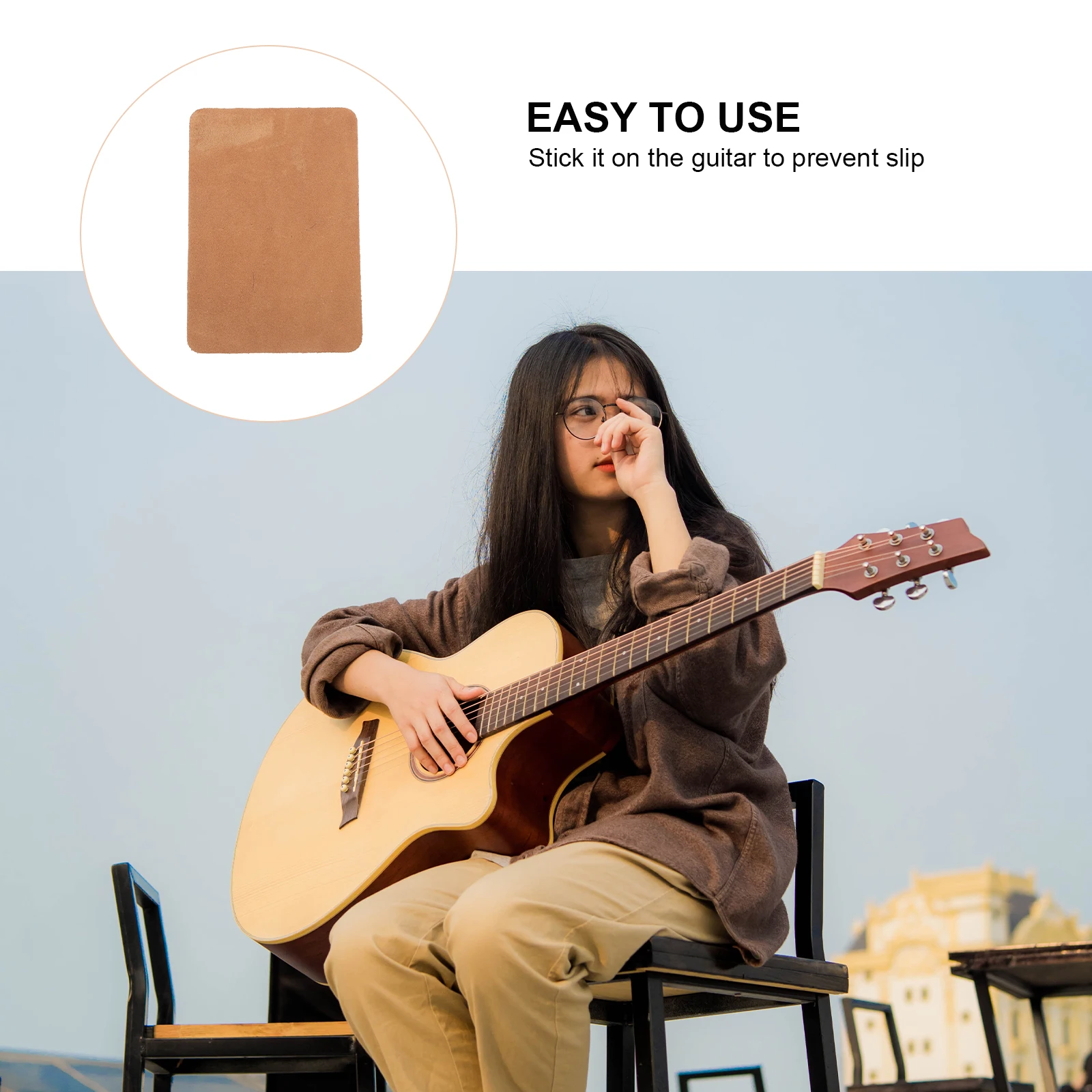 

1pc Cowhide Anti-Slip Mat For Musical Instruments Double-Sided Adhesive Wear-Resistant Non-Slip Pad Guitar Erhu Pipa Practice