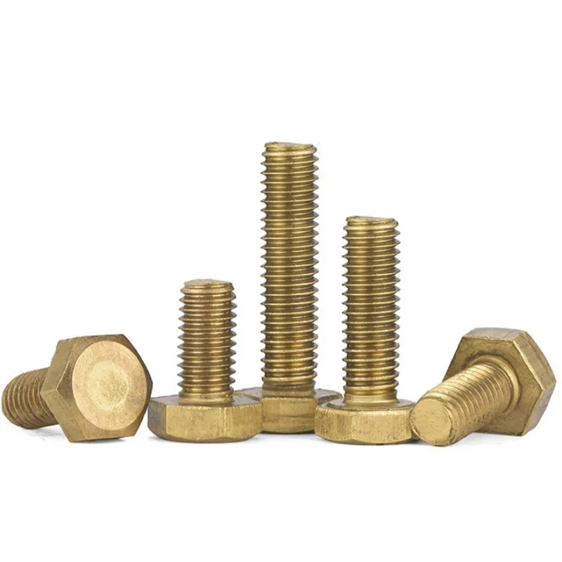 Brass Full Thread Hex Bolt M3 M4 M5 M6 M8 M10 M12 6-100mm 1-50pcs Copper External Hex Screw DIN933 Metric