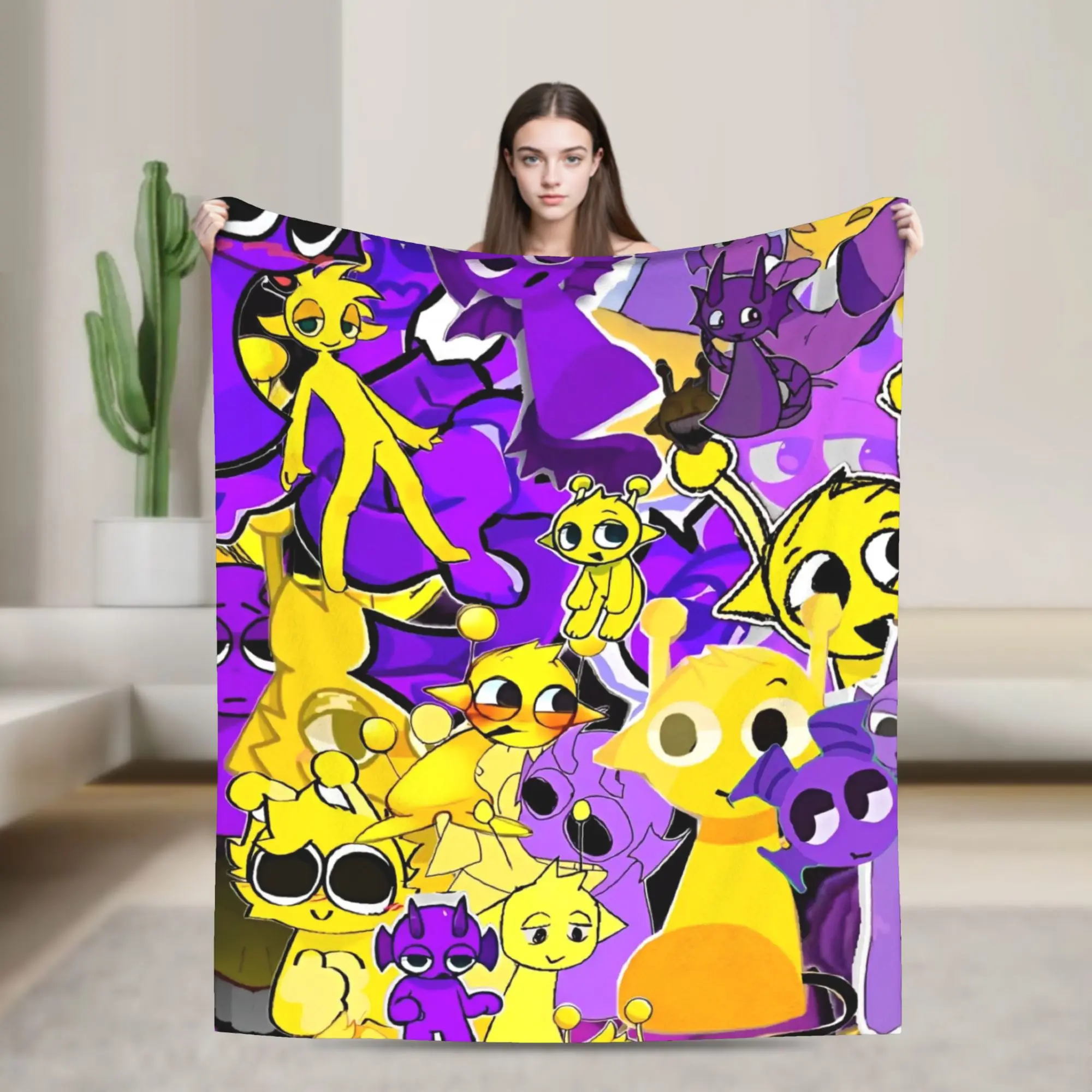 

Мультфильм Одеяла для игр Sprunki, флисовые летние портативные супермягкие одеяла с кондиционером для дивана, дорожные покрывала