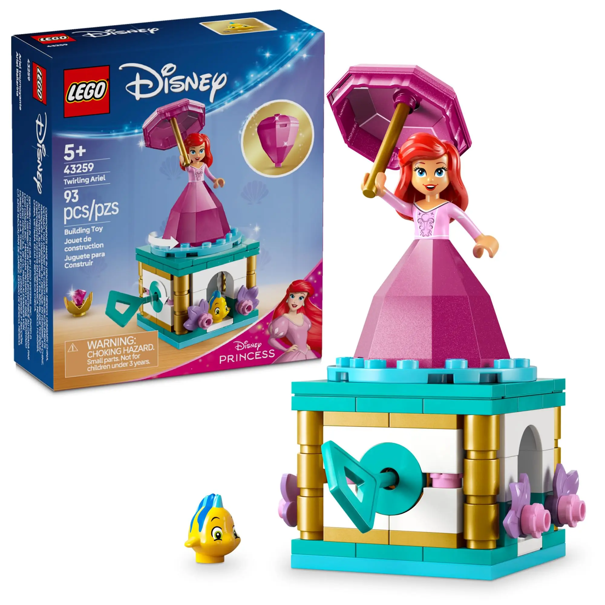 LEGO Disney Princess Twirling Ariel Игрушка-строительная игрушка для детей, девочек и мальчиков в возрасте от 5 лет Игрушка-русалочка для фанатов фильма 43259