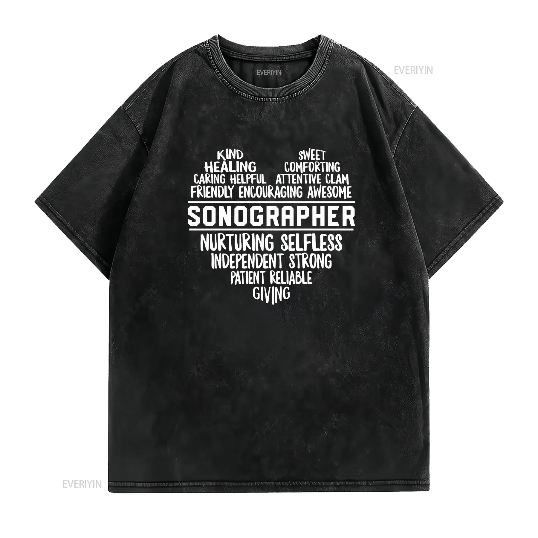 Sonographer HearT T Shirt Sonography Cardiac Ultrasound Tech RDCS Radiology vintage Washed Versatile graphic Unisex fashion