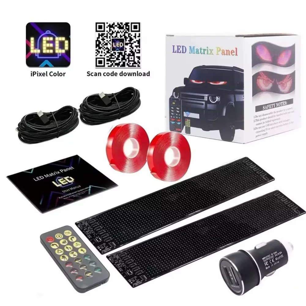 

Dynamic Devil's Eye Truck Windshield Scrolling Advertising LED Car Sign RGB DIY App Control LED Panel Flexible Display Light