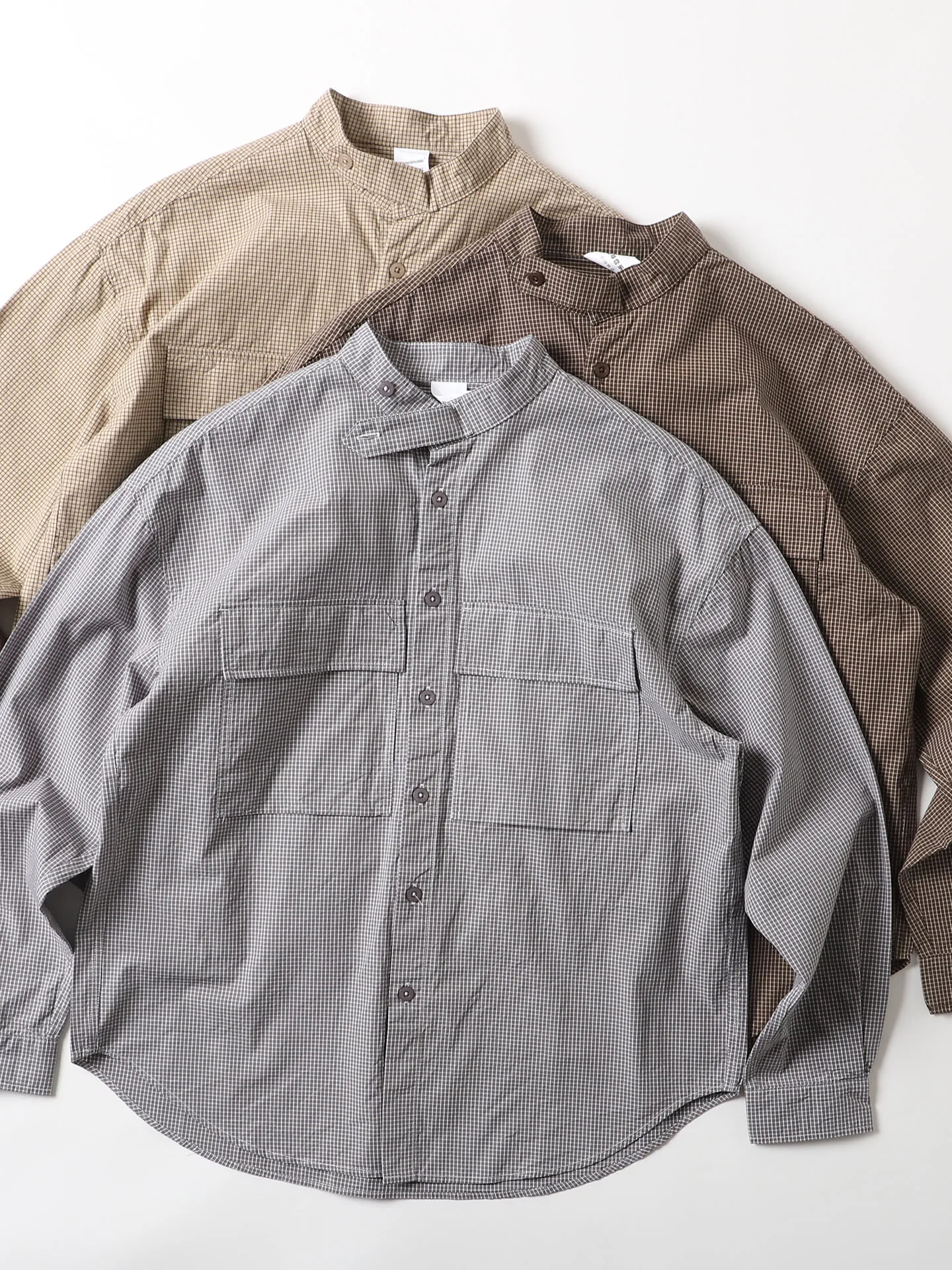 

Ретро-японская рубашка из чистого хлопка в клетку, в китайском стиле, с воротником-стойкой, длинными рукавами, мужская повседневная свободная рабочая куртка