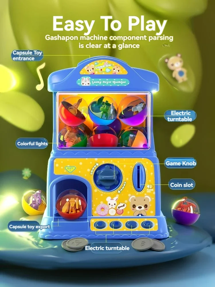 Children Electric Egg Twisting Machine Small Home Coin-operated Gashapon Machine Candy Game Machine Education Learning Toys Gift