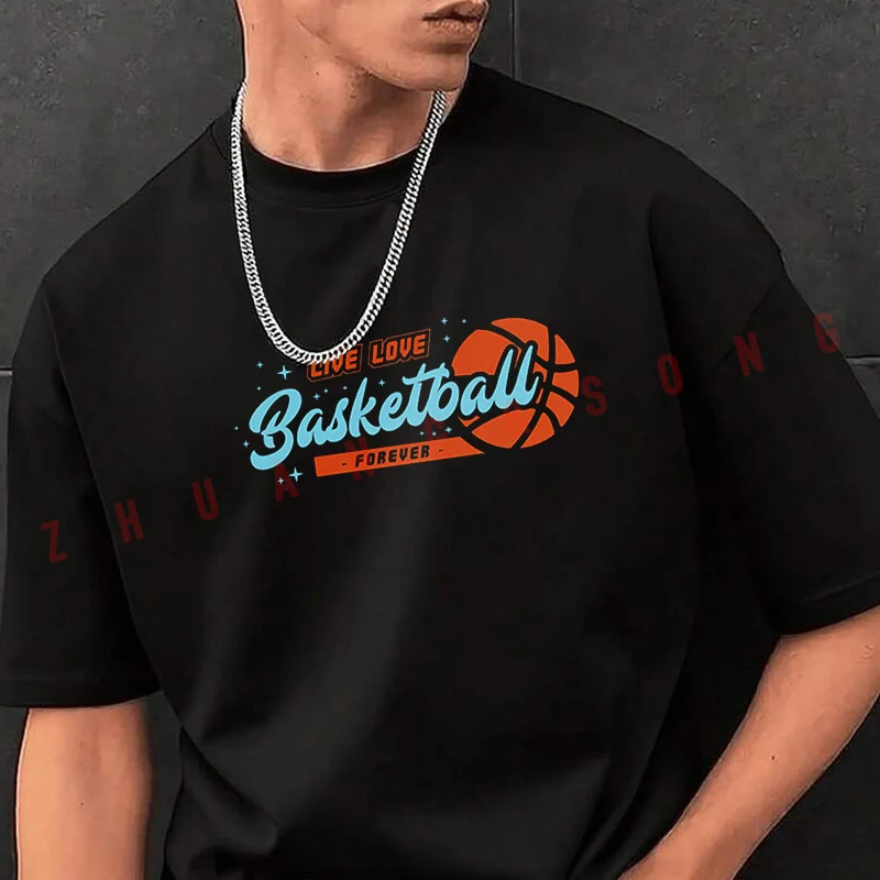 

Мужская модная футболка Live Love Basketball, повседневные модные футболки на лето, удобные топы с короткими рукавами