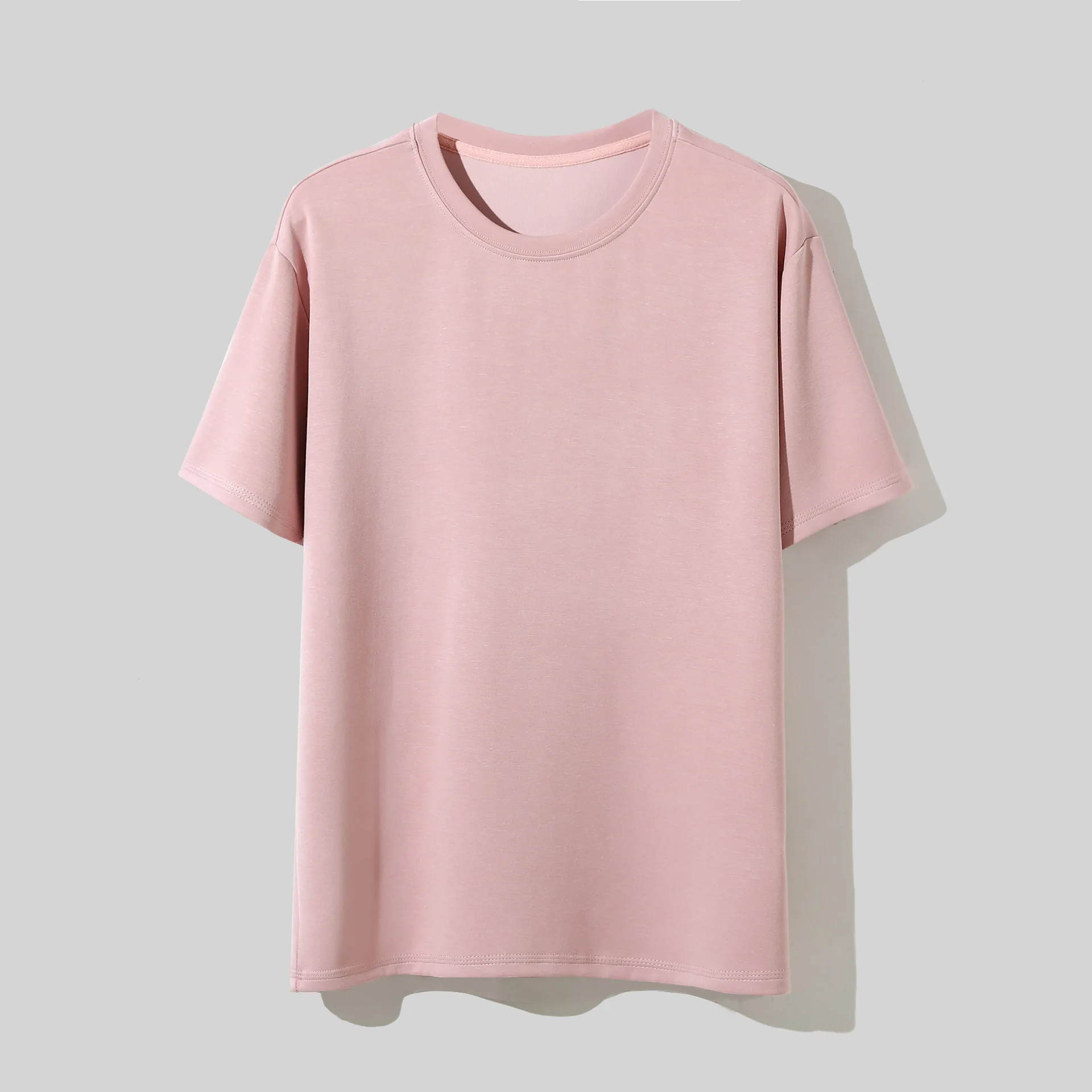 Round neck short-sleeved casual T-shirt for women summer new solid color loose large size slimming bottoming shirt top